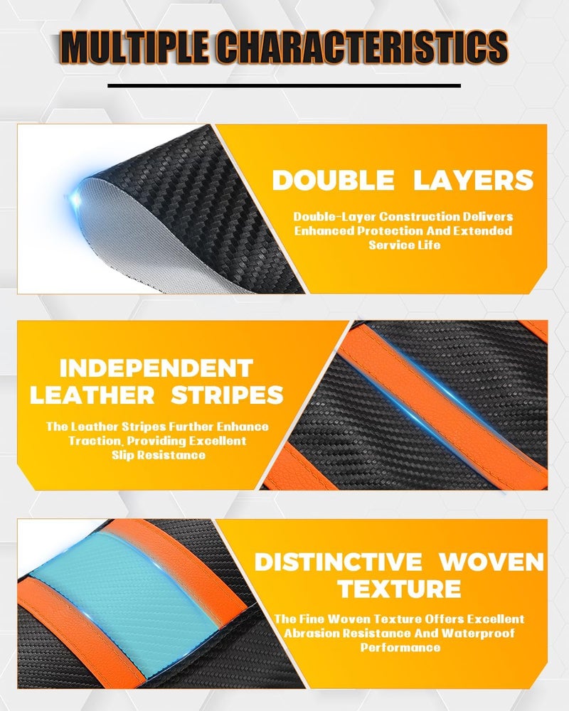 NACORE E Dirt Bike Seat Cover for Tutti Soleil01, Gripper Rubber Cover for Tuttio Soleil 01, Orange Stripes - Image 3